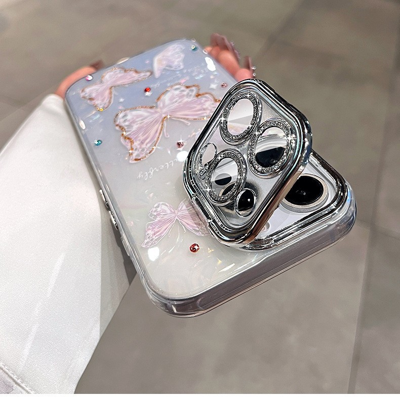 Patrón de concha de mariposa degradado ins de alto valor para iphone15 Apple 16ProMax funda para teléfono móvil soporte 14P