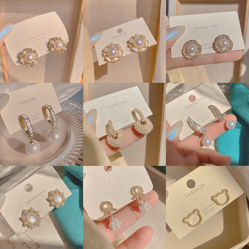 s925 silver needle pearl earrings for women Korean high-end niche design temperament wholesale internet celebrity earrings earrings