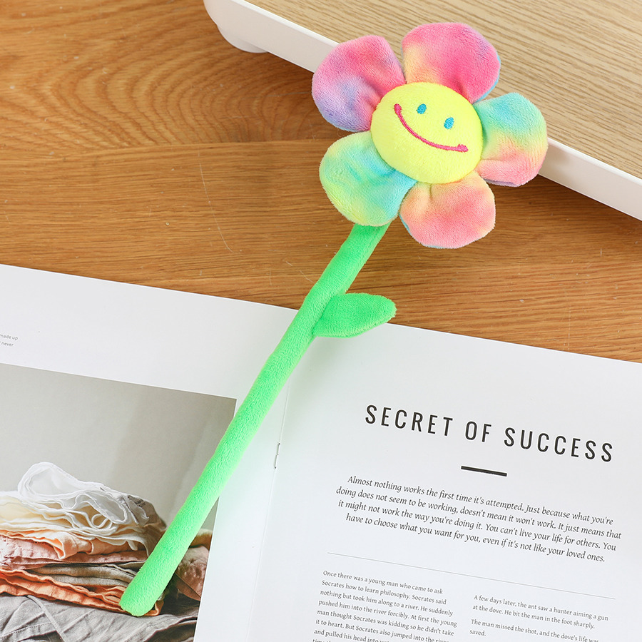 Creative Smiling Sunflower Plush Toy Rose Fabric Bouquet Curtain Flower Buckle Flower Photography Props Decoration