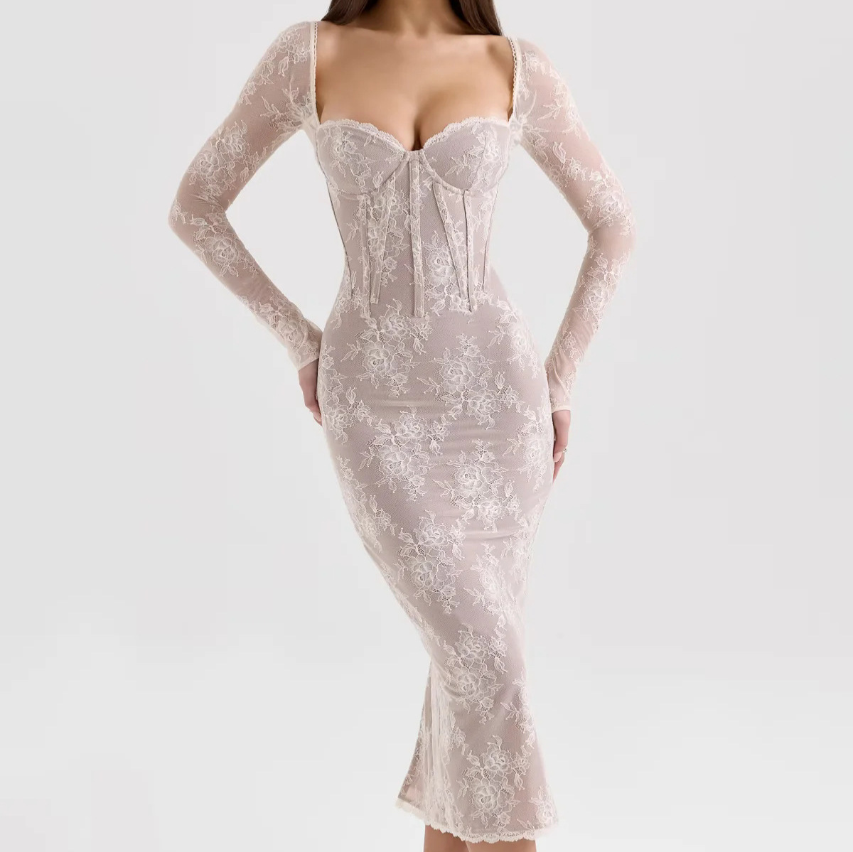 brand sexy lace long-sleeve