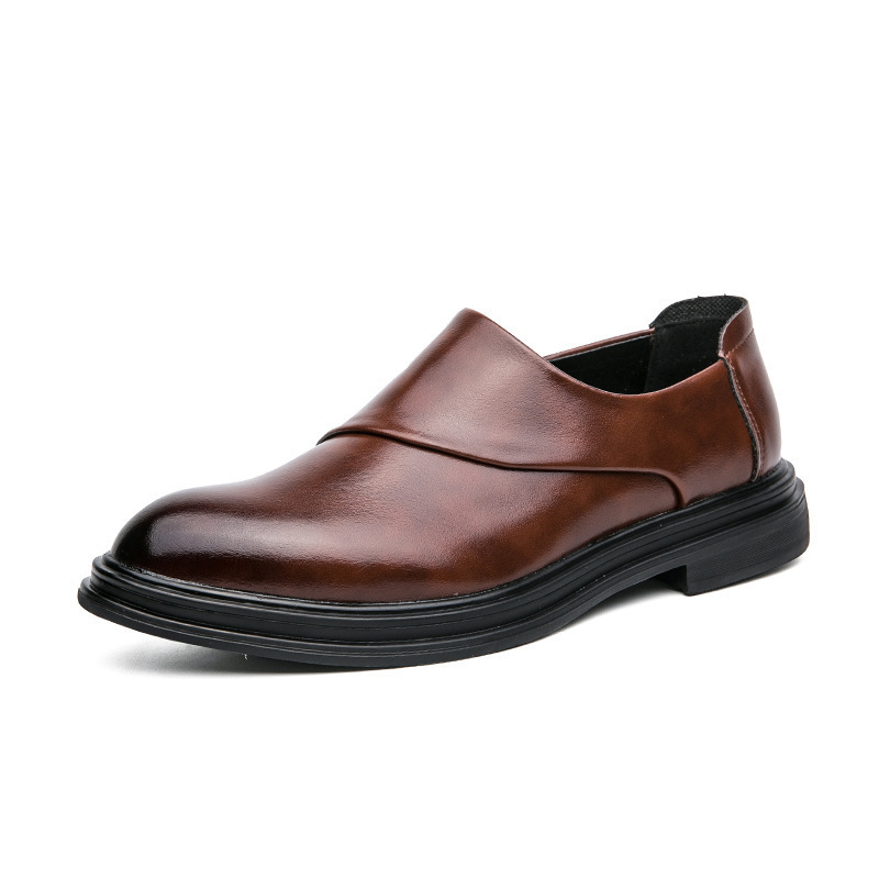 Primavera y otoño hombres zapatos de cuero casuales de negocios cubierta de punta zapatos de cuero casuales de un pie de zapatos de hombre botas de cuero pequeñas