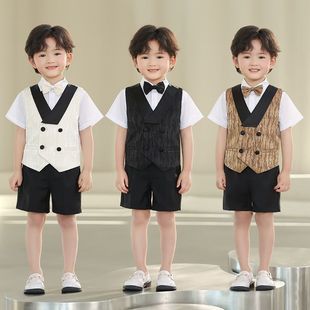 Children's Suit British Gentleman Vest Suit Boy's Birthday One-Year-Old Dress Baby Piano Host Performance Suit