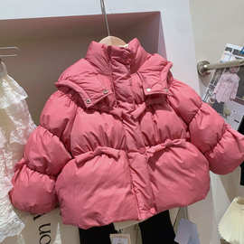 洋气女童冬韩版羽绒服宝宝保暖儿童鸭绒外套连帽面包服加厚糖果色