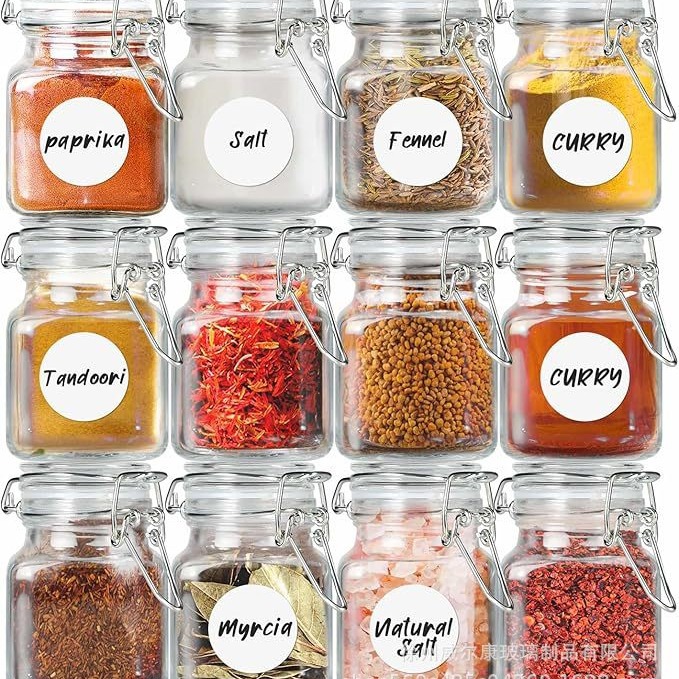批发100ml卡扣调料瓶厨房专用密封储物罐小号玻璃糖果瓶佐料瓶