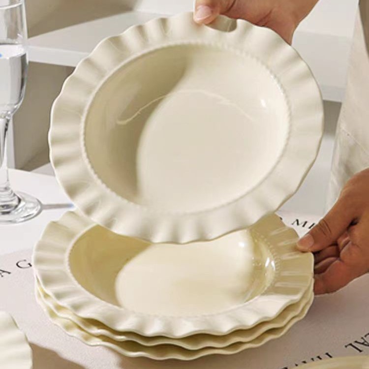 크림 화이트 8.5inch 스커트 밀짚모자 트레이 50개입