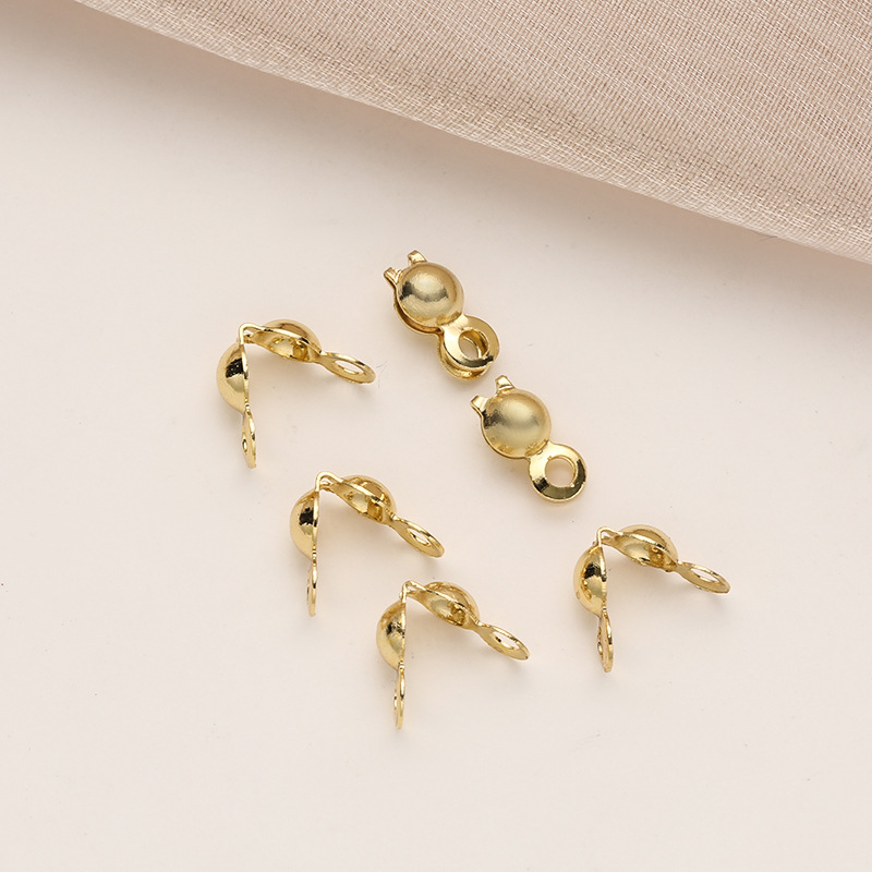 14K Gold-Plated Color-Preserving Covered Buckle Bean Buckle Double-Eared Double-Sided Buckle Ending Double Covered Buckle DIY Bracelet Necklace Bead Chain Accessories 4