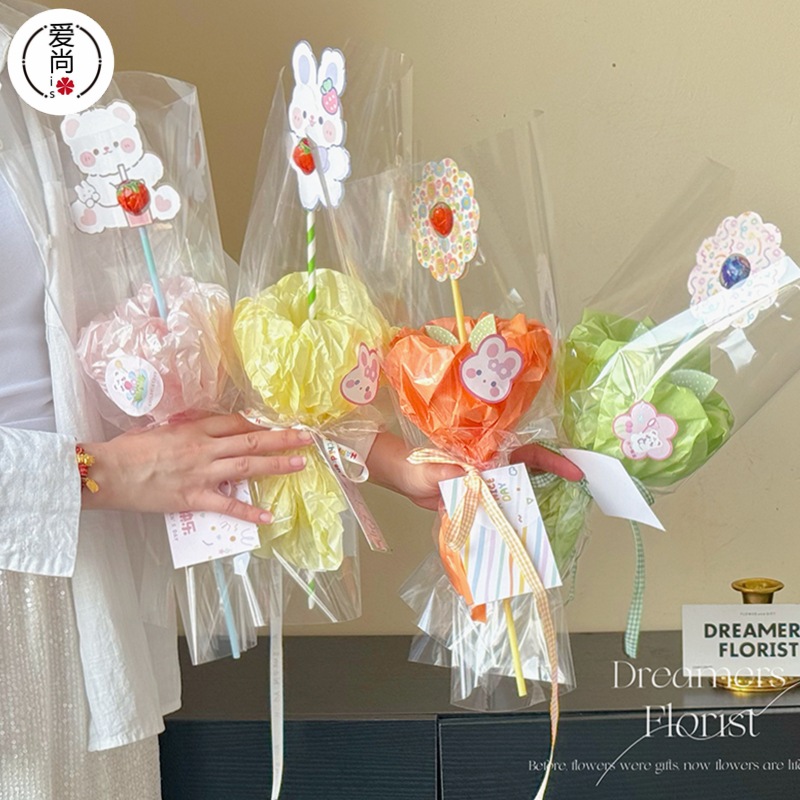 新款38克加厚马卡龙色珠光雪梨纸花束褶皱纸鲜花包装内衬纸资材