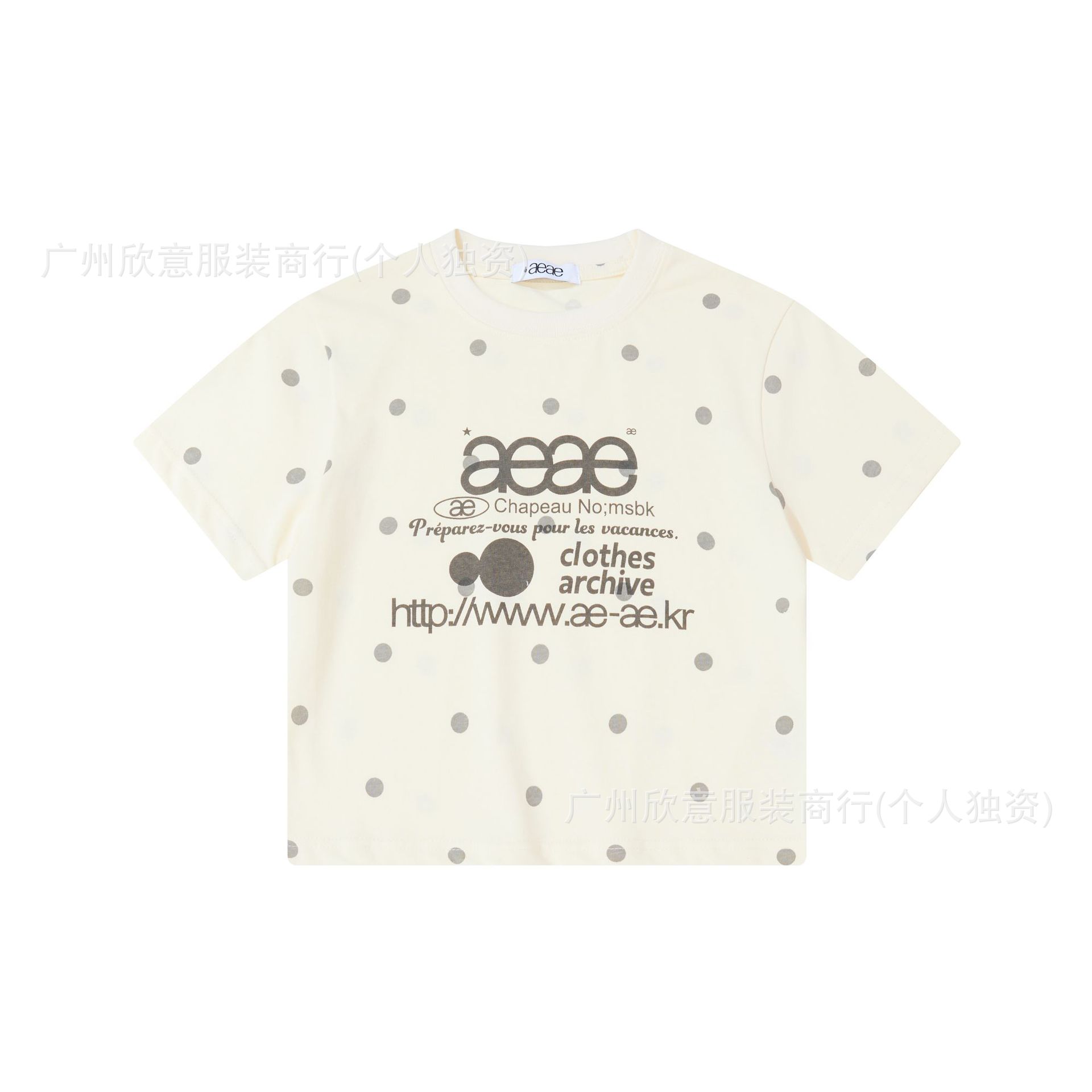 2025 新作 aeae 韓国ニッチブランド カジュアル ルーズ ポルカドット Tシャツ