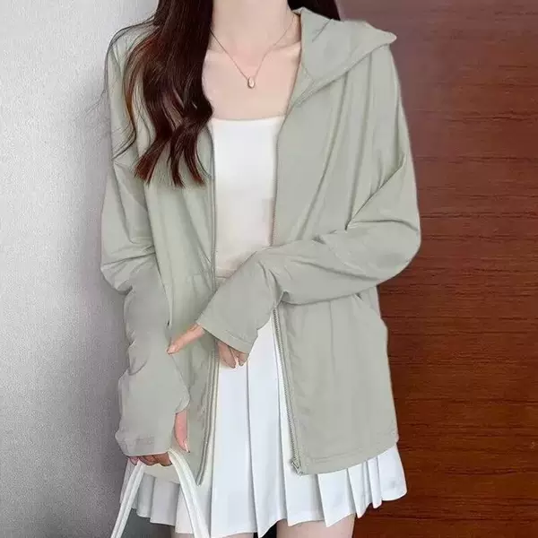 UPF50+ Ice Silk Sunscreen Jacket for Women, 2026 Summer New Loose Breathable Air Conditioning Cardigan Coat