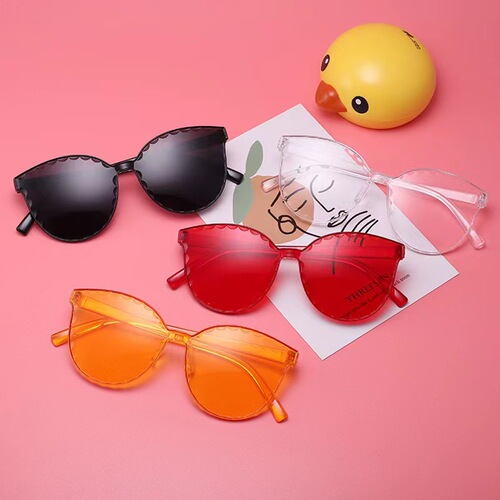New-style children's frameless one-piece jelly-style transparent sunglasses—European and American candy-colored, all-in-one multi-color lens sun glasses