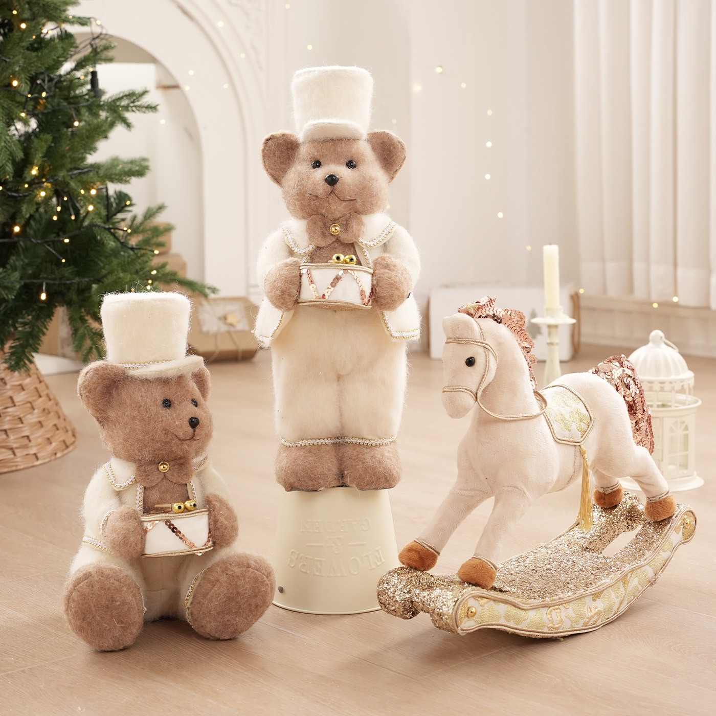 Navidad transfronteriza adornos osos tambores caballo de Troya fieltro juguetes decoración muñecas de espuma muñecas