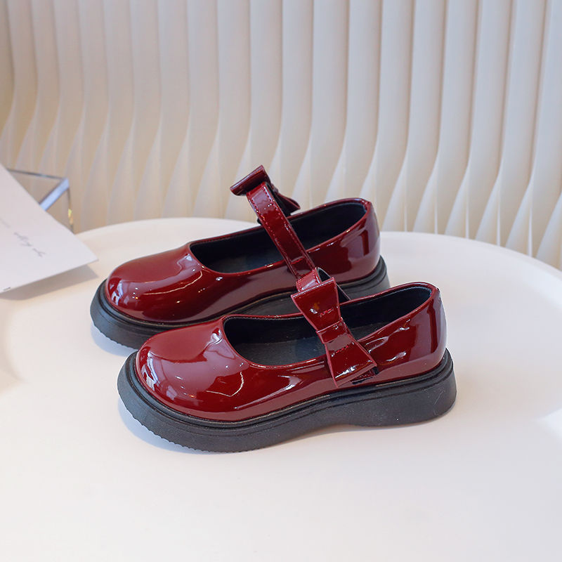 Girls' Black Leather Shoes, Spring & Fall Kidsren's Shoes, Mary Jane Kidsren's Shoes, Soft-Soled Princess Shoes, Medium and Large Kidsren's Baby Shoes