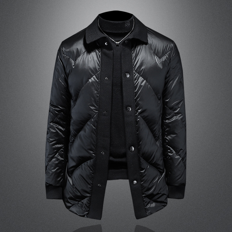 Men's winter knitted long trend down jacket for leisure