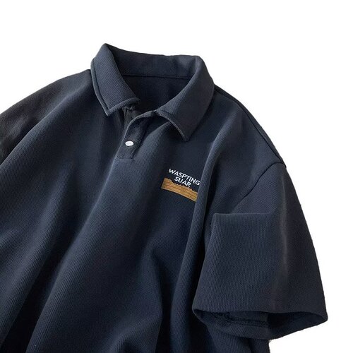 Men's Short Sleeve Summer T-Shirt Polo Shirt Casual Streetwear Fashion Loose Half Sleeve Top Heavyweight Stand Collar Shirt