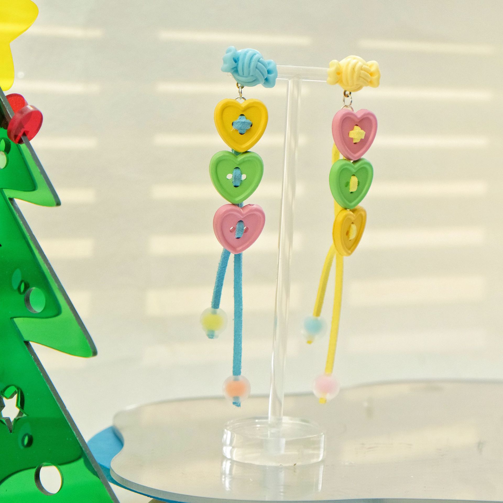 다채로운 사랑 버튼 사탕 실버 바늘