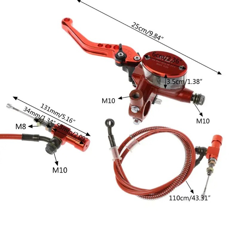 M10x1.25 aluminum motorcycle hydraulic clutch master cylinder rod brake pump suitable for off-road motorcycle ATV
