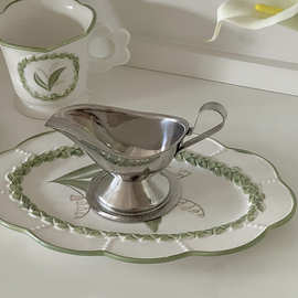 法式花边不锈钢酱汁船西餐牛排番茄酱沙拉汁盅调料盅汁壶取量杯