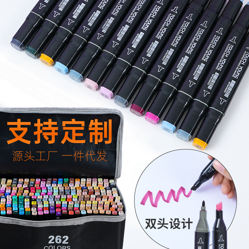 Doble cabeza alcohol aceite marcador pluma set colorido acuarela para niños pincel de pintura graffiti tinta de relleno portátil