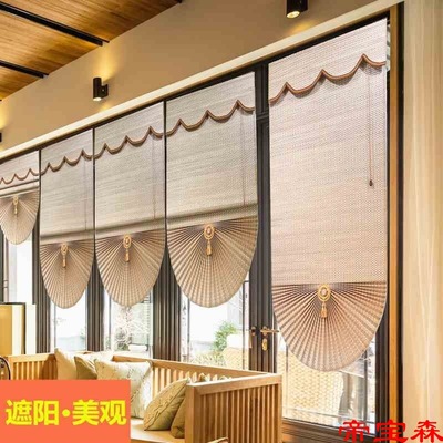 curtain Bamboo Rolling curtain household balcony sunshade Sector Lifting Rome Decorative curtain Hotel Restaurant door curtain partition