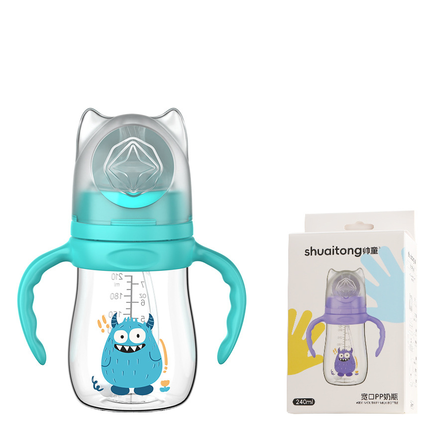 Biberón para bebés Biberón anti-asfixia y anti-flatulencia de gran calibre para bebés Biberón anti-caída y a prueba de fugas para recién nacidos