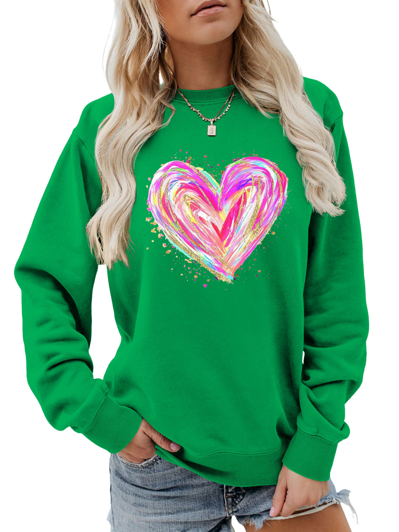 Independent Site New Stylish, Comfortable, Versatile Women's Colorful Sequin Heart Autumn And Winter_ecoleips.com