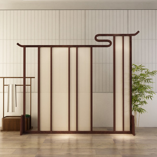 New Classical Solid Wood Zen Screen Partition Porch Seat Screen Fashion Living Room Restaurant Hotel Semi-transparent Yarn Chinese Screen