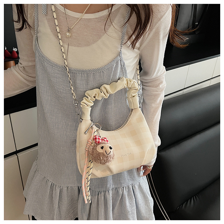 Sweet and cool style, trendy and unique cloud-shaped pleated handbag, a new summer fashion chain crossbody bag for women in 2025 undefined