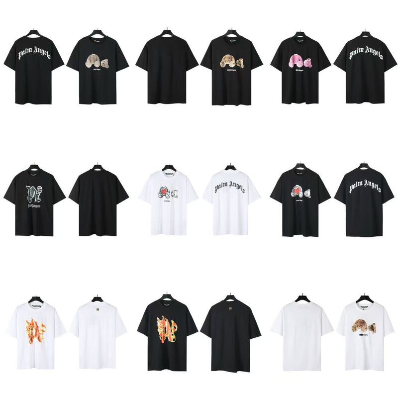 Correct Version of Palm Palm Angel Angels Heart Graffiti Letters Men's and Women's T-Shirts Loose Round Neck Short-Sleeved Summer