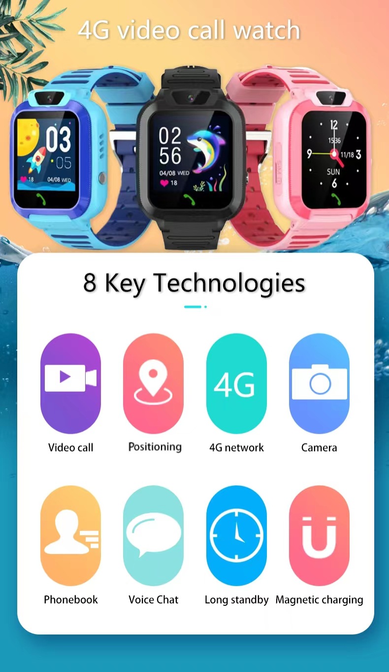 Cross-border 4G multi-language Q12B camera waterproof video Q19 call children GPS smart positioning smartwatch undefined