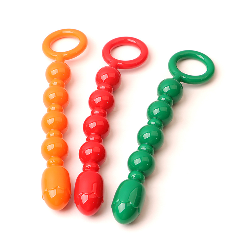 Lotus Flower Anal Beads, TPE Training Toy, Colorful Orange, Boxed — detail image 3