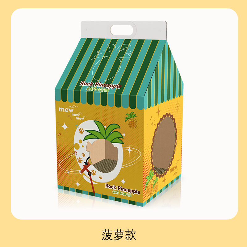 Tablero del rasguño del gato caja de leche nido de cartón nido de gato vertical de papel corrugado Casa de gato auto-Hola alivio artefacto tapado gato juguete