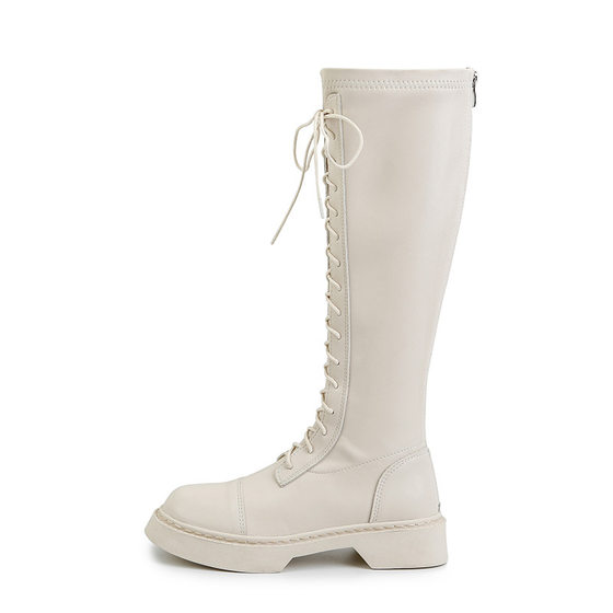 plus size Widened Tube But Knee Long Boots High Tube Flat Bottom 2020 New Lace-up Rider Boots Children chubby girl Plus Tube