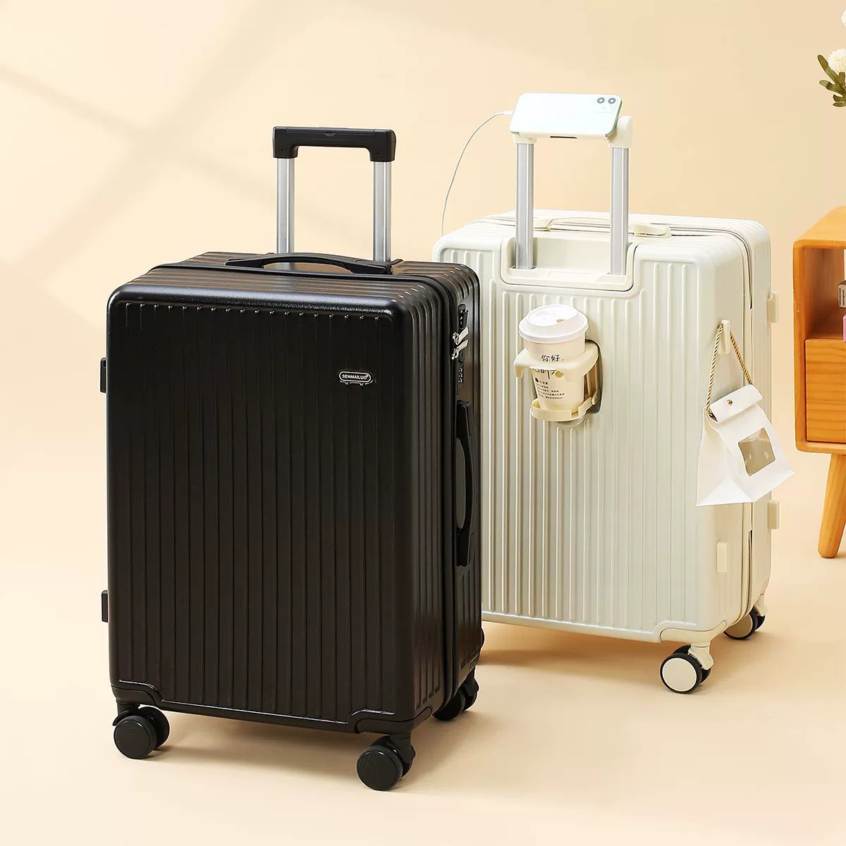 Capacious suitcase, durable box, 24 inch, 20 inch