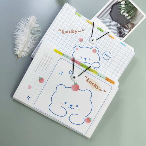 A4 Accordion Folder Bag Student Insert Paper Exam Storage Bag High Capacity Data Classification Organization Holder Multi-layer Cartoon
