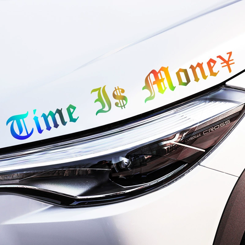 Наклейки на автомобиль: надпись «Time is money», английские легкие брови, декоративные наклейки на кузов, капот, стекло