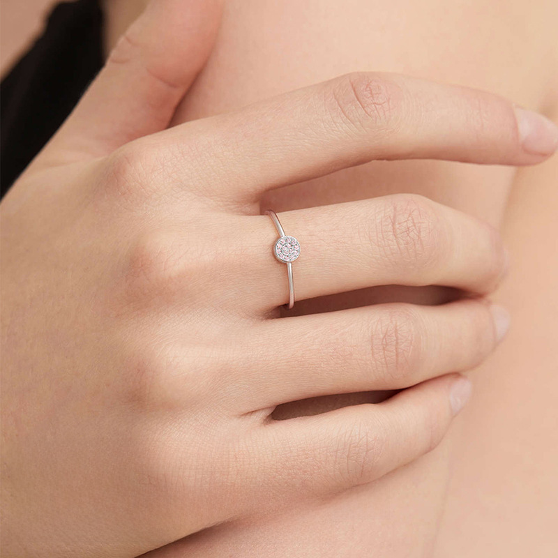 (Cross-border trading), wedding ring stainless steel, diamond encrusted, light luxury style, Birthday gift 3