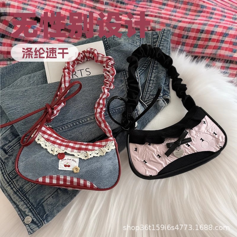 斜挎包包女式2025新款格子布包单肩包通勤小方包厂家跨境速卖通