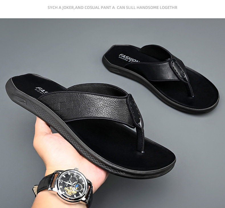 Dép xỏ ngón nam da bò lớp đầu chống trượt, phong cách casual đi ngoài trời — XQ2266 màu nâu, XQ2266 màu đen chi tiết 20