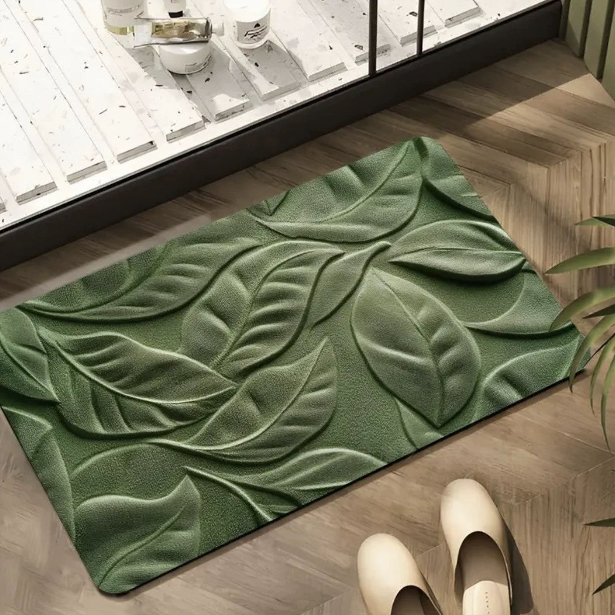 Визуальный трехмерный зеленый растительный коврик из диатомовой грязи, коврик для ванной комнаты, впитывающий коврик для ног, коврик для входной двери, оптовая продажа