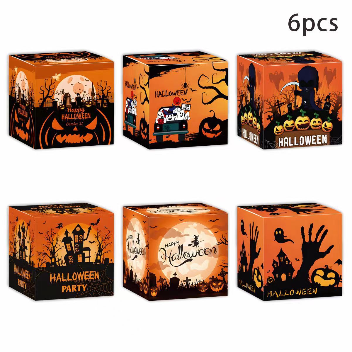 Κουτί με μπομπονιέρες για κέρασμα ή κέρασμα για το Halloween, διακόσμηση πάρτι, χάρτινο κουτί, διακόσμηση δείπνου, κουτί με μπομπονιέρες_voghion.com