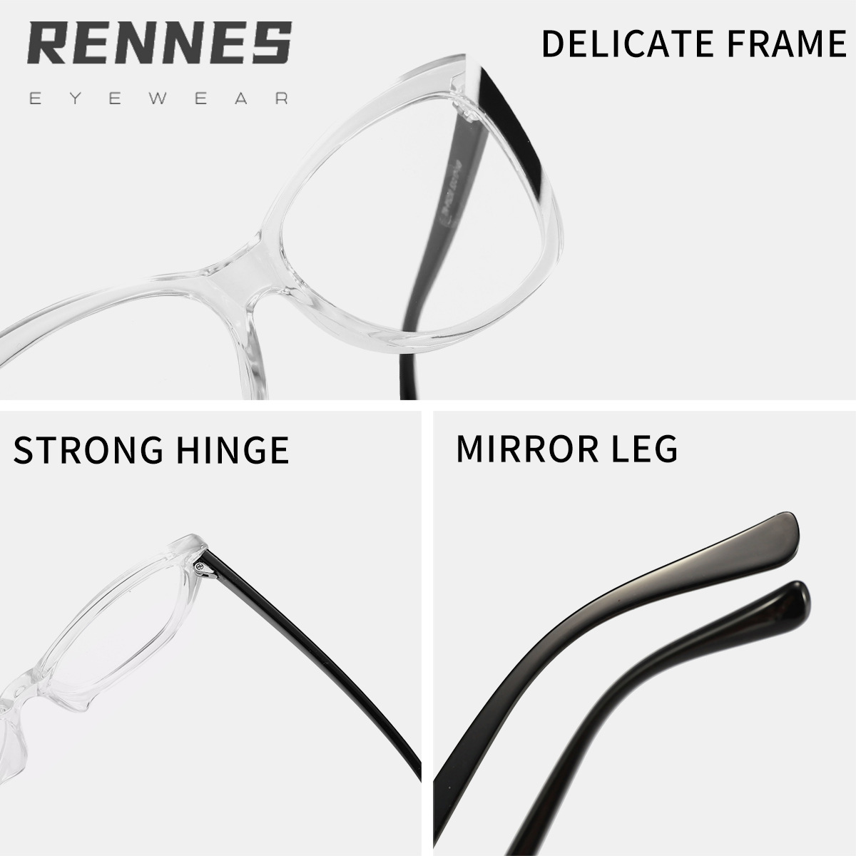 2024 nuevo estilo TR90 color de contraste elegante ojo de gato gafas anti-luz azul personalidad europea y americana gafas de marco de miopía de alta gama