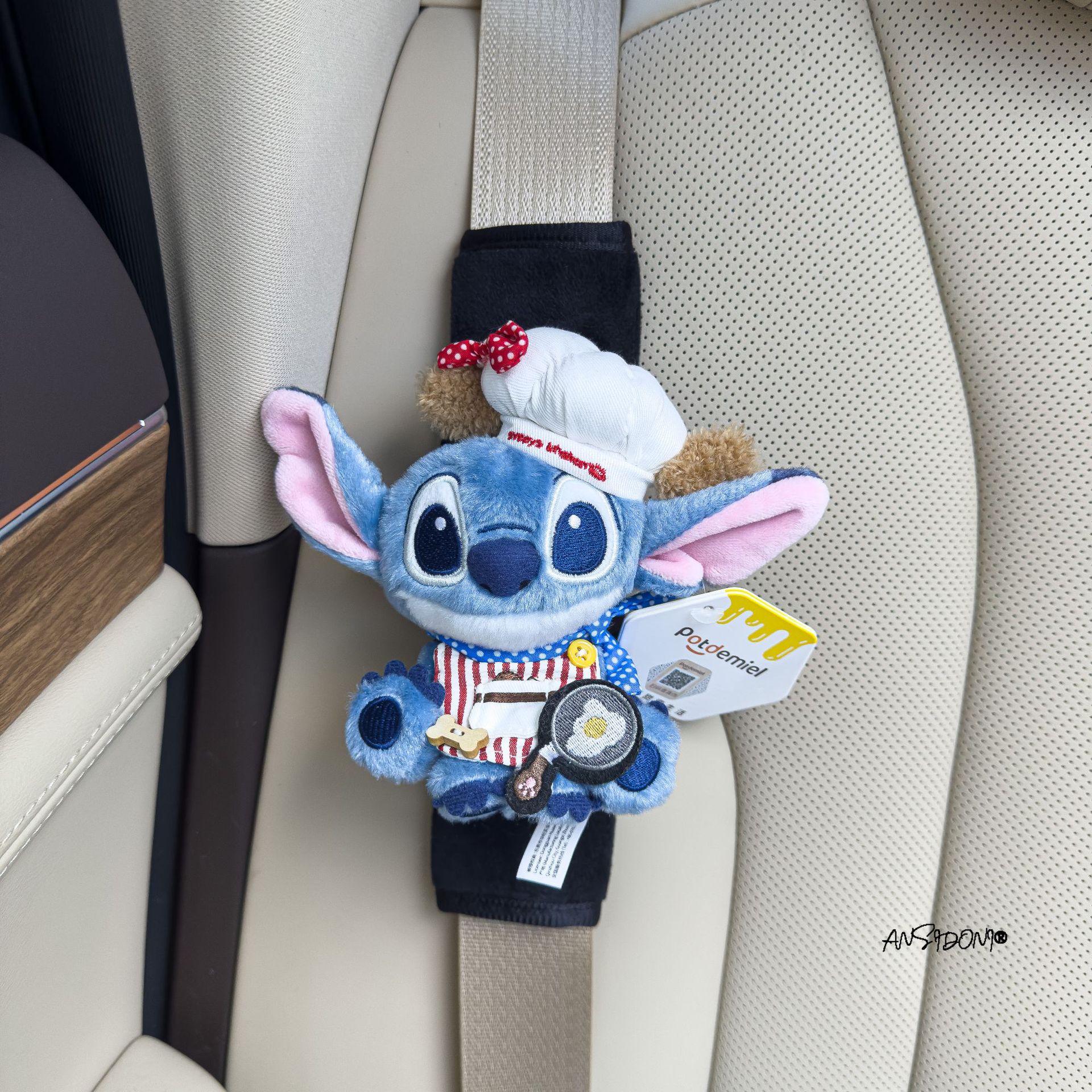 Authentic Lilo and Stitch Doll Car Seat Belt Shoulder Cover Decorative Car Accessories Anti-Stranglehold Car Accessories