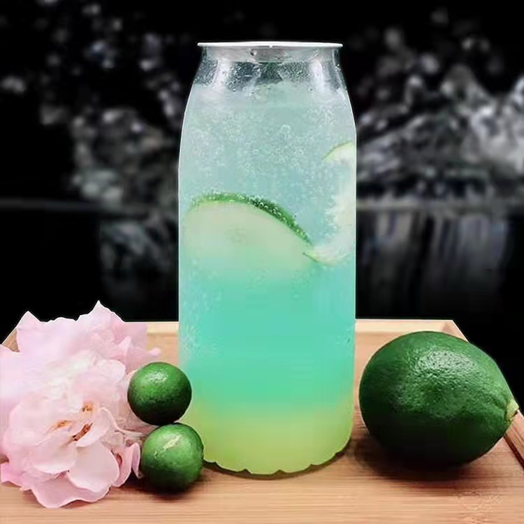 650ml 500ml易拉罐透明塑料奶茶饮料瓶一次性pet食品级果汁气泡瓶