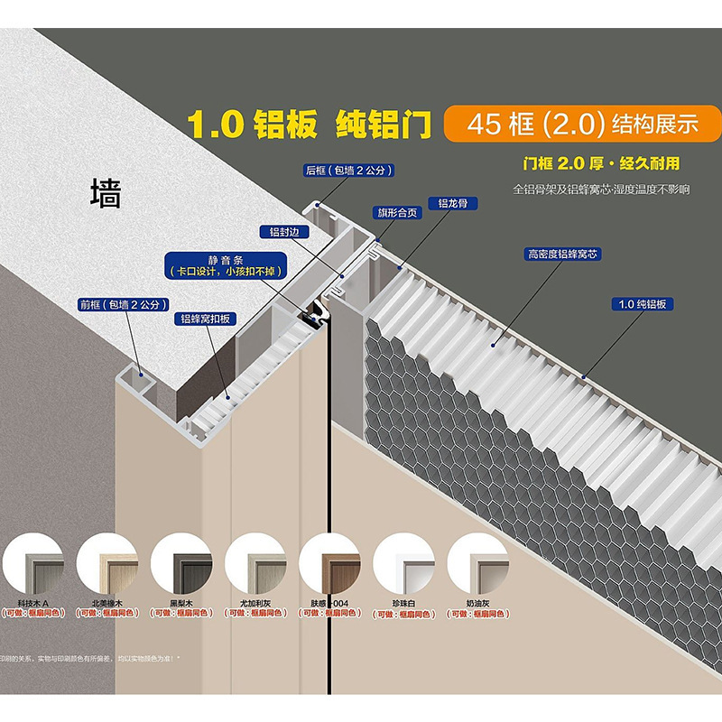 シンプルで軽い豪華なアルミドアの見えないドア枠の横隔膜は騒音を低減しなければならない。|undefined