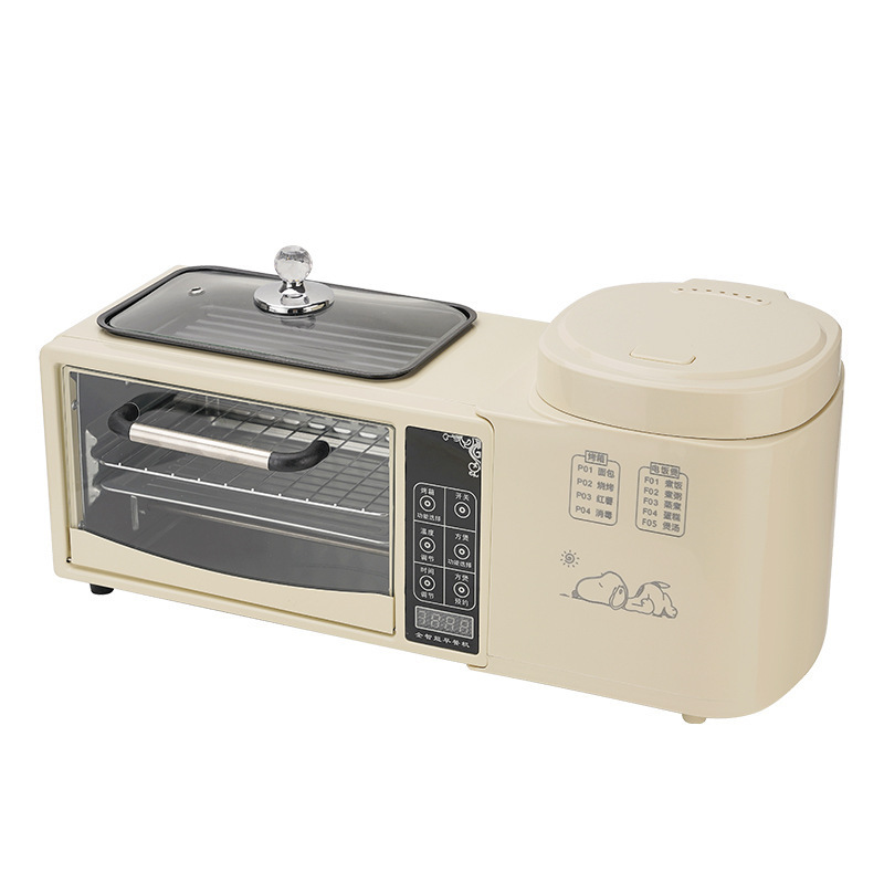 多機能焼き鍋電気オーブン家庭用炊飯器四合一多士炉サンドイッチ機ネット赤朝食機|undefined