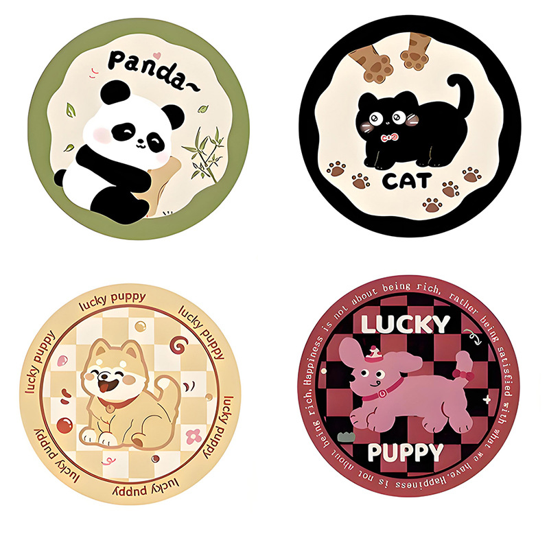 [4개 팩] 팬더 + 검은 고양이 + 시바견 + 리틀 핑크