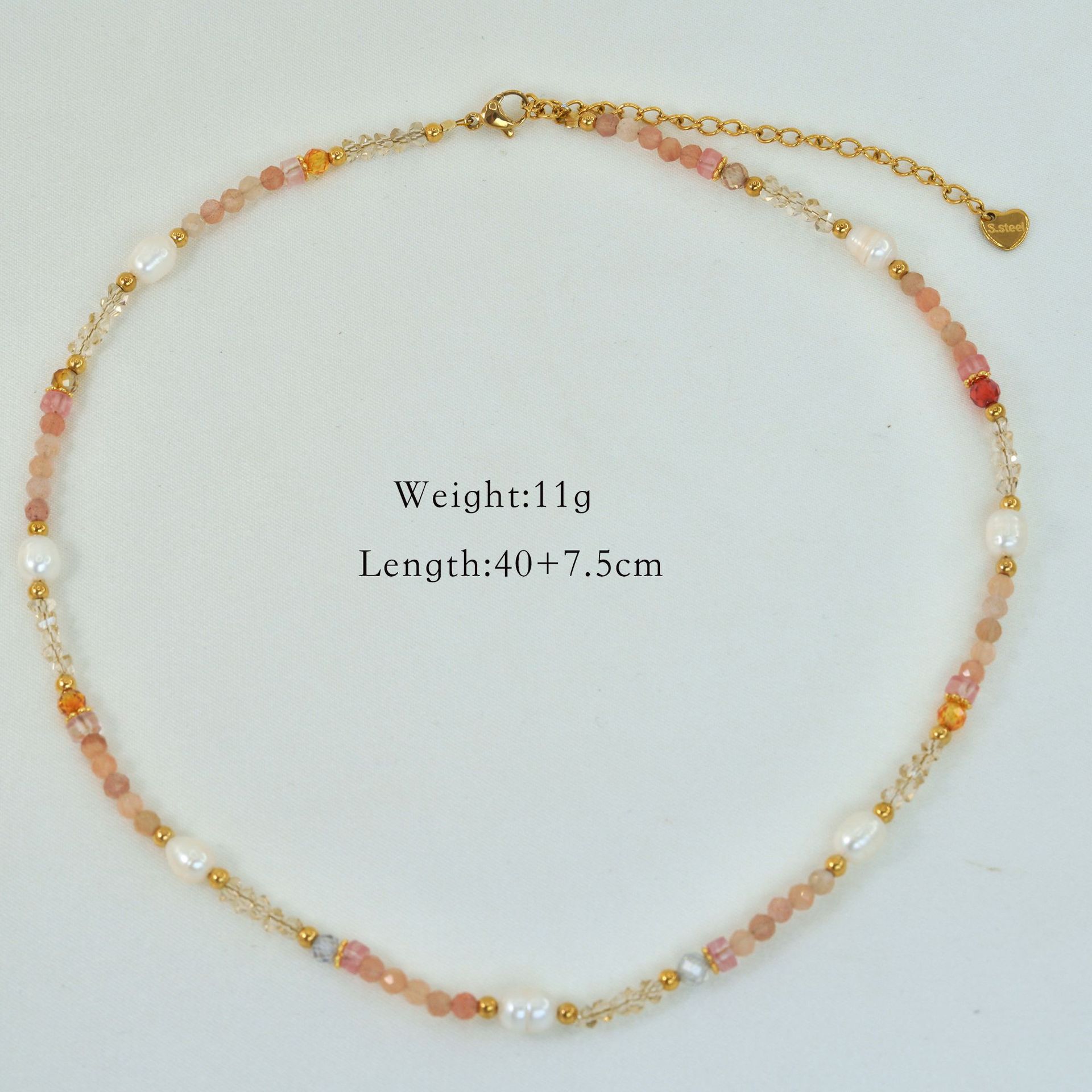 Simple Style Artistic Colorful Natural Stone Freshwater Pearl Titanium Steel Beaded Necklace display picture 3