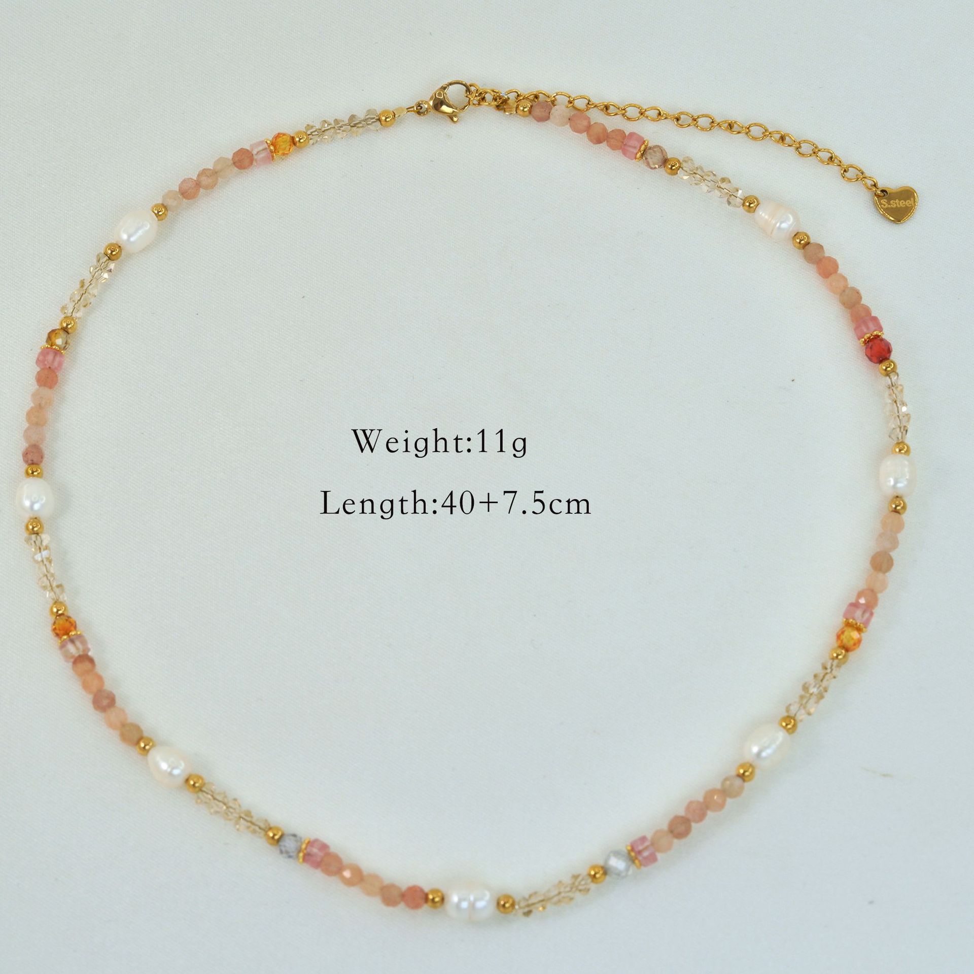 1 Piece Quantity Daily Occasion natural stone, Freshwater Pearl, Titanium Steel Material Simple Style Artistic Colorful Natural Stone Freshwater Pearl Titanium Steel Beaded Necklace