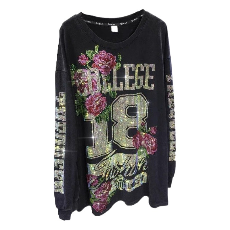 739 # Sudadera con Pedrería Estilo Original 2-300 Jin para Mujer, Lujo Ligero, Adelgazante, Manga Larga, Elegante, Rejuvenecedora, Estilo Japonés y Coreano. image 1