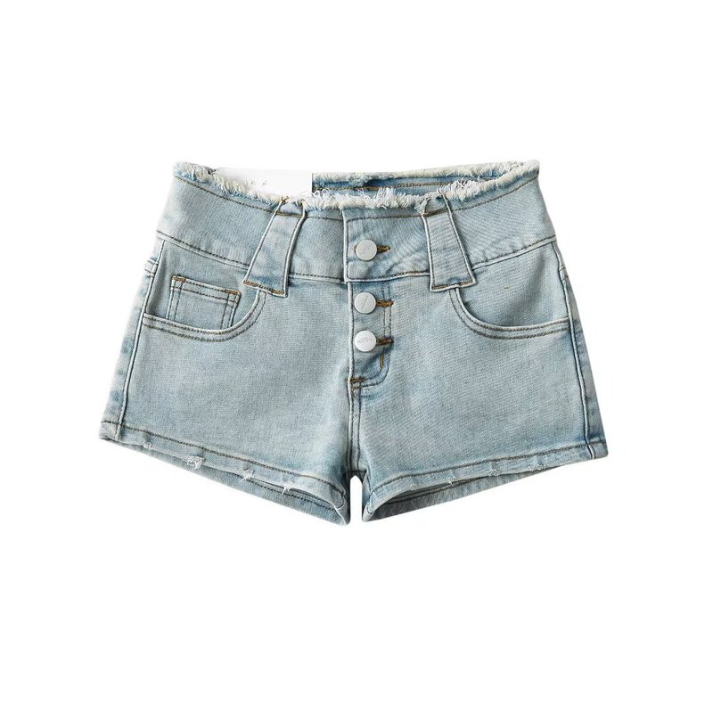 Hot Girl Long Leg Denim Shorts Women's 2024 Summer New Sexy Low Waist Fur Edge Slim-Fit Buckle Slim-Fit Hot Pants Hot Girl Long Leg Denim Shorts Women's 2024 Summer New Sexy Low Waist Fur Edge Slim-Fit Buckle Slim-Fit Hot Pants